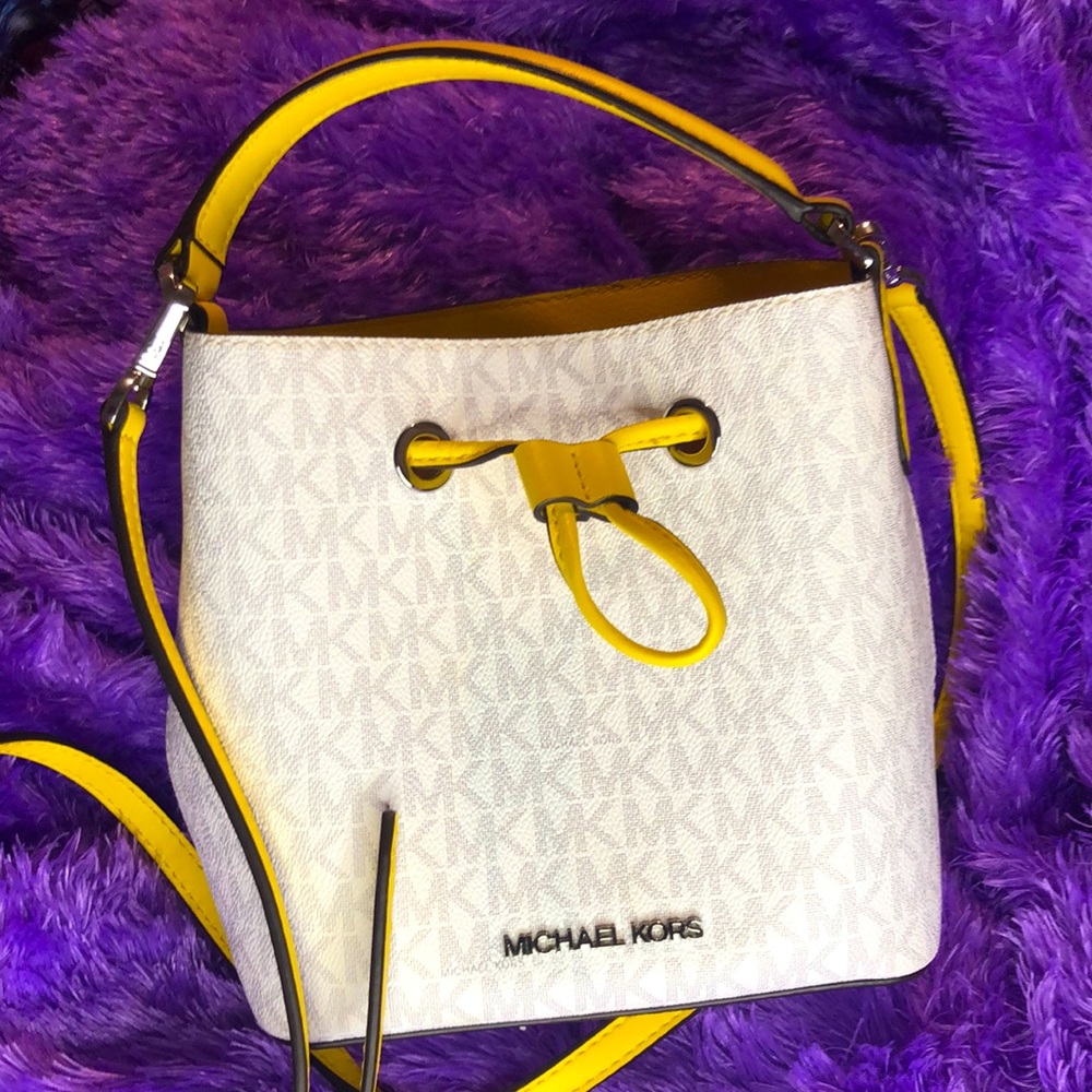 Michael Kors Canvas Tote/ Crossbody: Yellow Trim